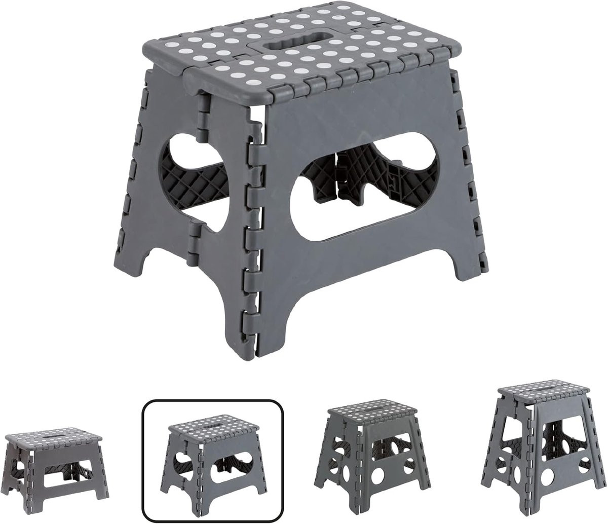 Imperatoris Opvouwbare Kruk Grijs - Kunststof Campingstoel en Visstoel - Hoogte: 27 cm