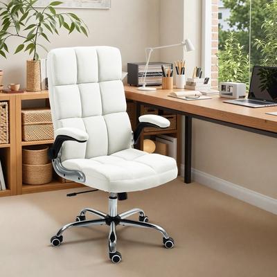 EROMMY Modern Velvet Office Chair, 90°-120° Recliner Chair with Flip-Up Armrests, Adjustable Height & 360° Swivel