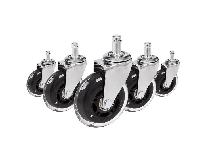 5 X Roulettes Pour Sols Durs Rolo Skate 11 Mm / 75 Mm Chrome Transparent (lot De 5)