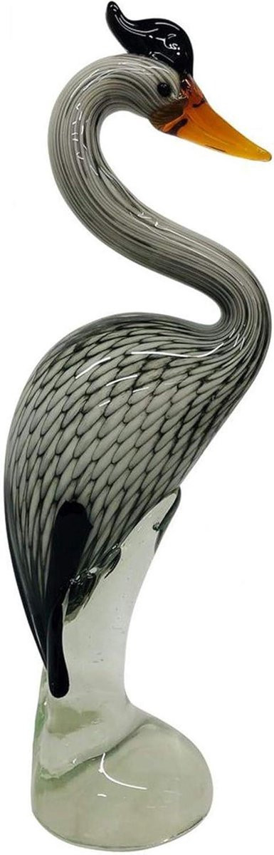 Glazen Ooievaar Decoratie Beeld - Transparant - Hoogte: 36 cm