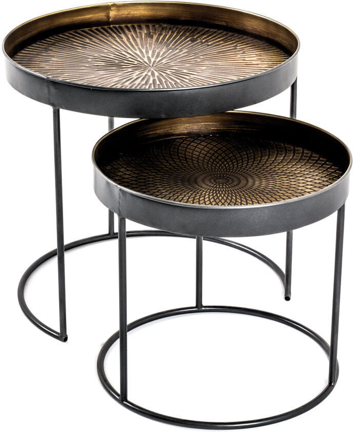 World Menagerie Dipaolo Frame Nest Of Tables Black;Copper 48cm H X 51cm W X 51cm D