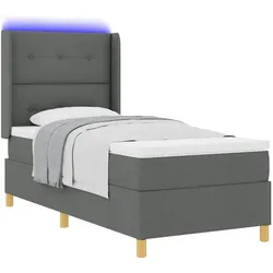 vidaXL, Boxspringbett, Boxspringbett Mit Matratze & Led Stoff Dunkelgrau (100 x 200 cm)