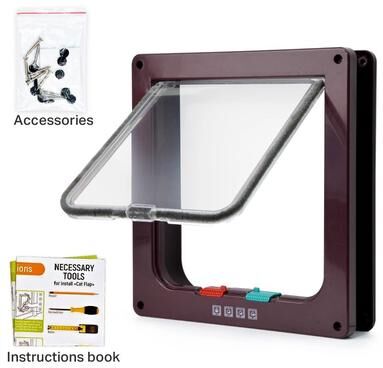 Uplifted Finds 4 Way Locking Smart Pet Door brown m