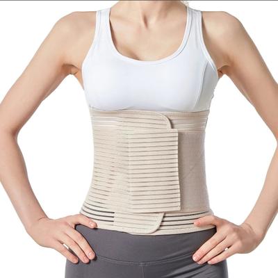 Inspired Living Abdominal Binder Post Surgery Belly Band Compression Wrap For Men And Women beige l