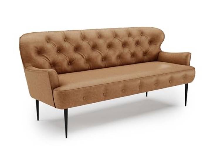CAVADORE Amba Canapé de Cuisine 3 Places Banc Tendance pour Cuisine ou Salle à Manger / 193 x 97 x 87 / Microfibre de Haute qualité : Rouge-Marron