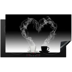 HERDABDECKPLATTE Kaffee - Herz - Schwarz und weiß - Tassen Induktionsschutz 91.6x52.7 cm