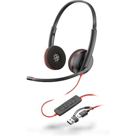 Poly Blackwire 3220 USB-C Stereo-Headset + USB-C/A-Adapter 8X228AA