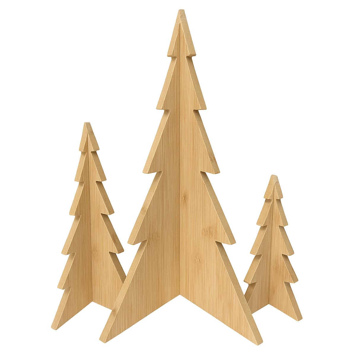 UNUS Bamboe kerstboom set van 3 stuks voor winterdecoratie
