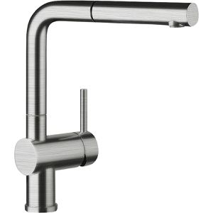BLANCO Küchenarmatur LINUS-S, Edelstahl, Hochdruck, 140° schwenkbar, ausziehbarer Auslauf