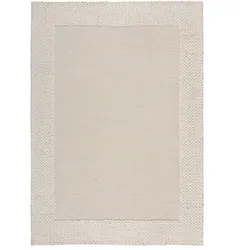 WOLLTEPPICH handgewebt CALDER, einfarbig, Beige, 160 x 230 cm