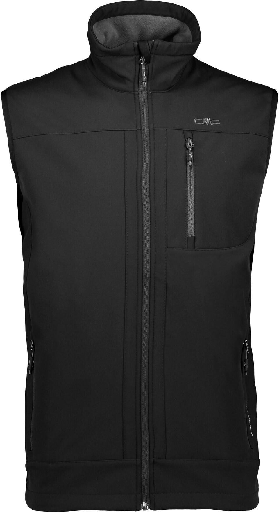 Softshellweste CMP "MAN VEST", Herren, Gr. 58, schwarz (nero), Web, Obermaterial: 96% Polyester, 4% Elasthan, unifarben, figurumspielend hüftlang, Westen Softshellweste, mit Brusttasche, atmungsaktiv, wärmeisolierend, winddicht, wasserdicht nero 58