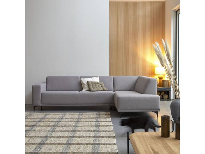 Ecksofa mit Eckelement rechts und taupegrauem Stoffbezug 295 × 185 cm Lars ,5-Sitzer - Grau