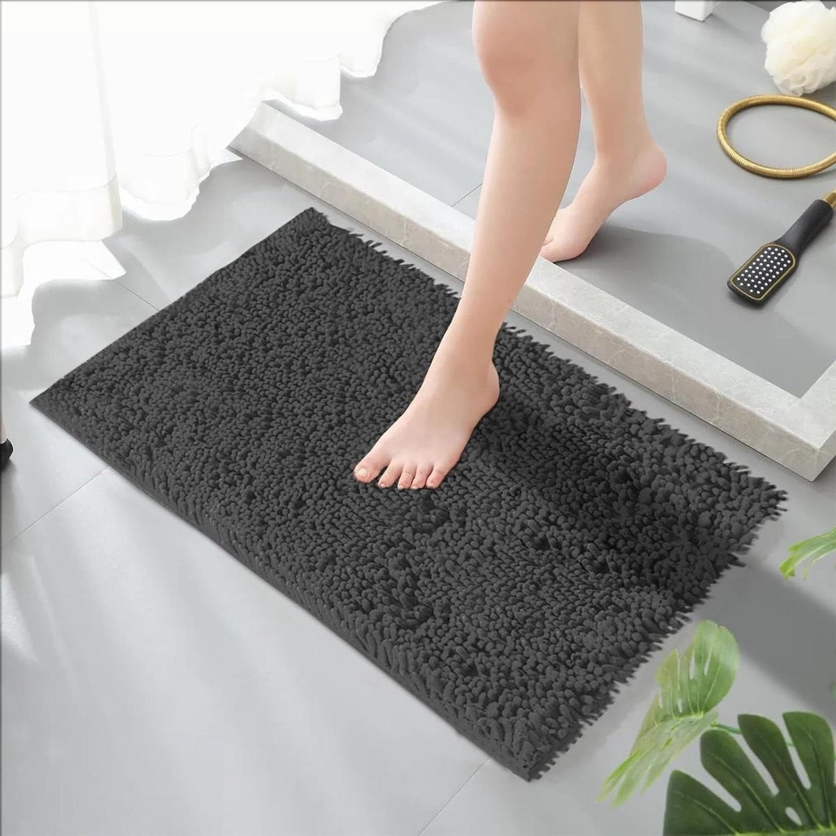 Badmat Chenille Donkergrijs 50 x 80 cm
