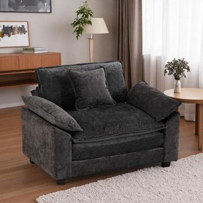 "46.4"" Chenille Cloud Sofa Chair with Double Layer Upholstered Seat Cushion and Breathable Fabric and Modular Design"