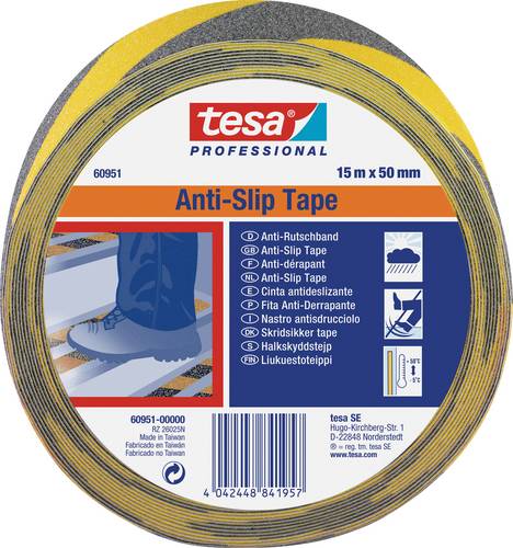 Tesa 60951-00000-00 Anti-Rutschband tesa Professional Schwarz, Gelb (L x B) 15m x 50mm 1St.