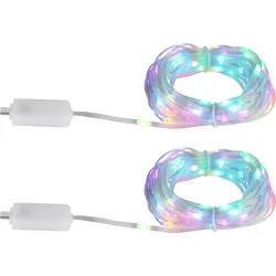 Farbwechsel LED Band USB Lichterkette Dekobeleuchtung bunt RGB, 50x LED, L 500 cm, 2er Set