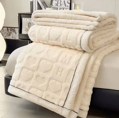Inspire Curations 3D Heart Coral Fleece Throw Blanket elegant White 70x100cm 1pcs