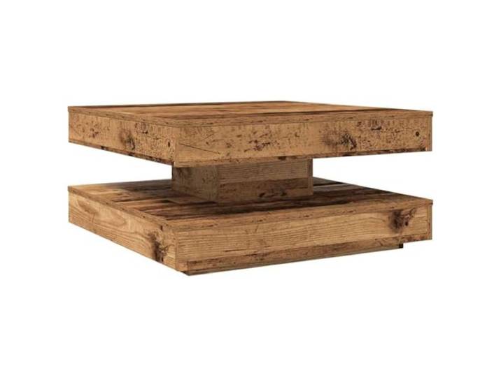 GHVBNMF Couchtisch Drehbar 360 Grad Altholz-Optik 70x70x34,5 cm Flexibler Sofatisch mit unterer Ablage für Bücher und Fernbedienung, ideal für Wohnzimmer und Aufenthaltsbereiche.