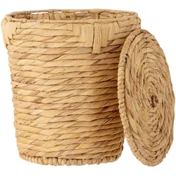 Bloomingville Peri Korb mit Deckel, Bad Abfalleimer, Wasserhyazinthe, Ø 26xH28 cm