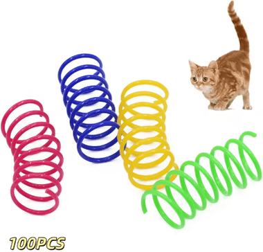 Inspire Picks Spring Bounce Colorful Interactive Cat Spring Toy Set 100pcs