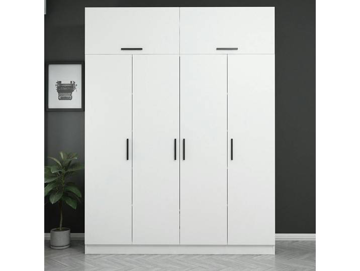 Armoire penderie avec tiroirs BYRON - Blanc