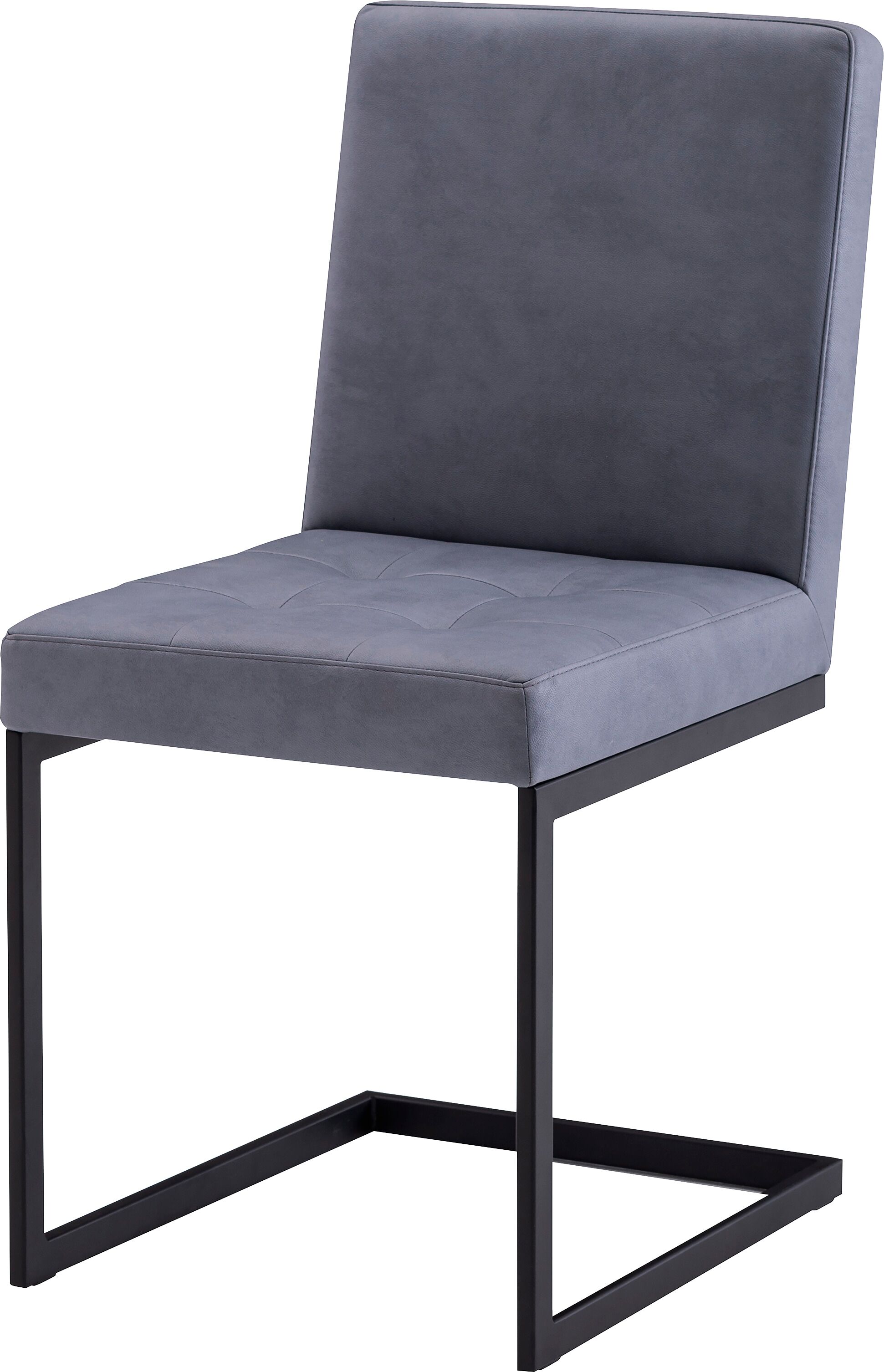 Esszimmerstuhl K+W KOMFORT & WOHNEN "Freischwinger", blau (ocean 52), 1 Stk., Microfaser, Stühle, Esszimmerstuhl, Freischwingergestell aus Vierkantrohr schwarz, hoher Sitzkomfort ocean 52 1 Stk., Microfaser