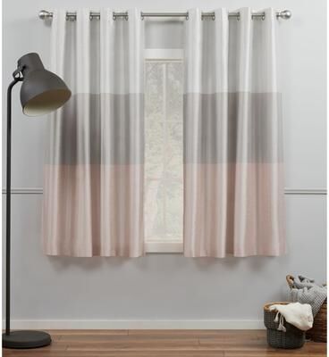 Porch & Den Birdsview Striped Faux Silk Grommet Top Curtain Panel Pair