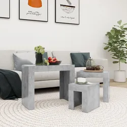 vidaXL Satztische 3 Stk. Betongrau Spanplatte