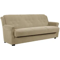 SOFA 3-Sitzer mit Bettfunktion Kaylyn Flockstoff sand