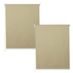 2er-Set Rollo MCW-D52, Fensterrollo Seitenzugrollo Jalousie, 100x160cm Sonnenschutz blickdicht ~ beige
