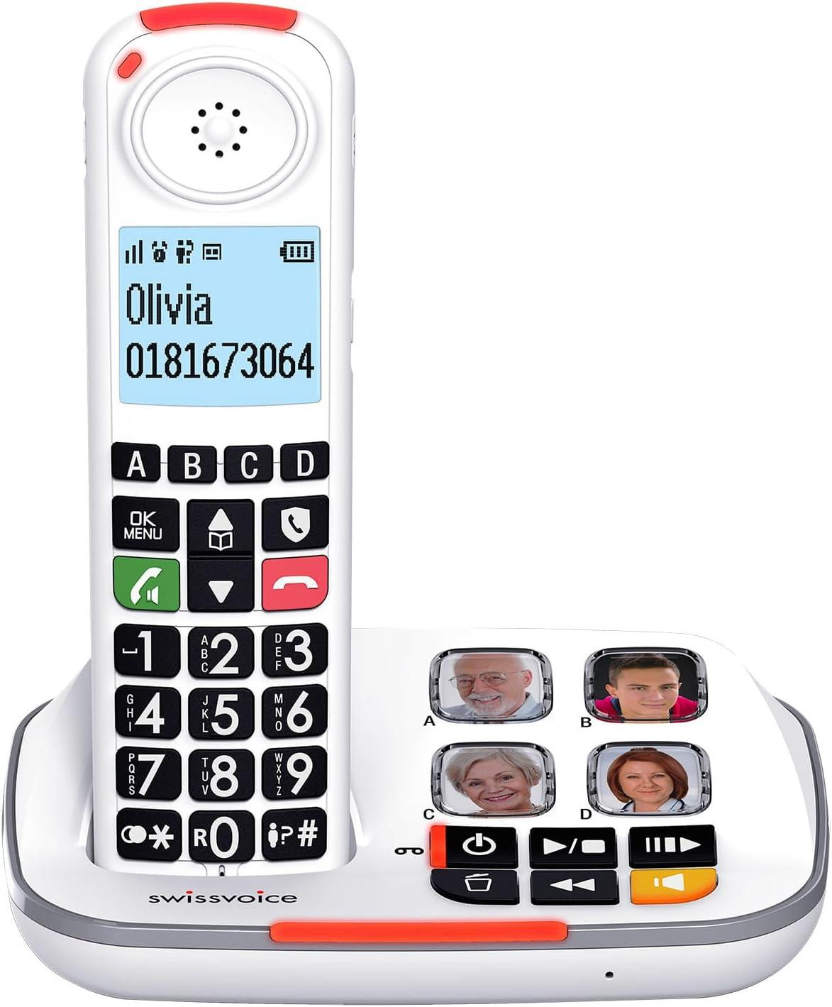 SwissVoice Xtra 2355 DECT-telefoon met draadloze handset, 100 contacten en nummerherkenning, wit