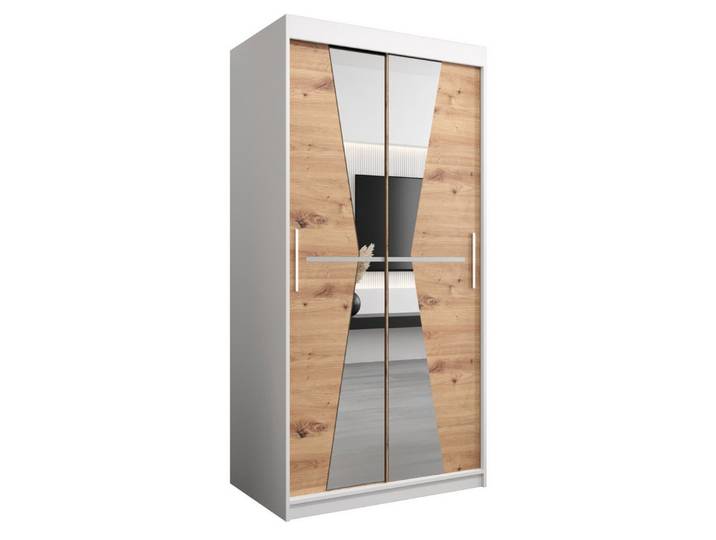 ABIKS MÖBEL Schwebetürenschrank MAROKO Schlafzimmerschrank - mit Spiegel, Kleiderstange, Regalen