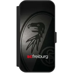 Nivocase Klapphülle für Apple iPhone 15 Handyhülle aus Kunst Leder NIVOflip schwarz Metallic Look (Apple iPhone 15), Smartphone Hülle, Schwarz