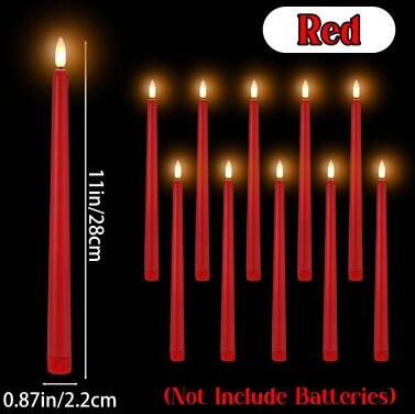 Uplift Treasures LED Flameless Flickering Taper Candles red 24pcs
