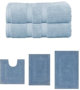 Home Weavers Inc Home Weavers Classy Bath Mat 100% Soft Cotton Super Absorbent 2 Pcs Bath Towel Set & 3 Pc Bath Rug Set, Machine Wash (Set of 5)