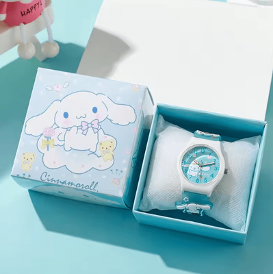 Inspire Curations 3D Hello Kitty Cartoon Kids Watch Cinnamoroll Kuromi Melody Silicone Wristwatch Gift Set ygg With Box