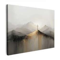LEINWANDBILD Hügel - Abstrakt - Kreuz - Christentum Wandbilder 80x60 cm