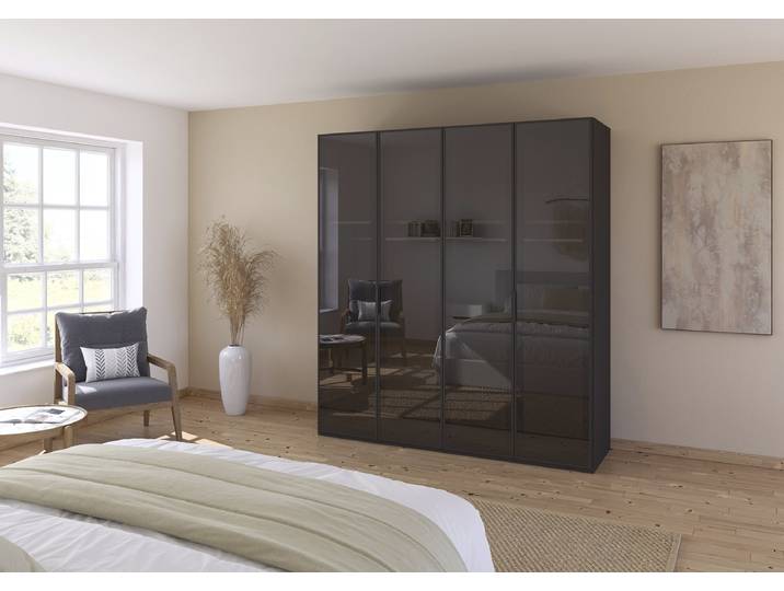 Drehtürenschrank Fifty - Glasfront 201cm Grau