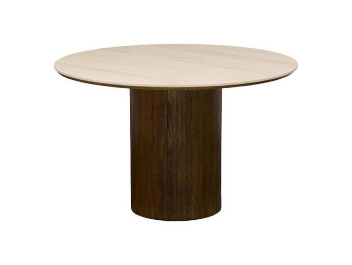 Table à manger Auren ronde D.120cm 4 places beige - Atmosphera Créateur d'intérieur