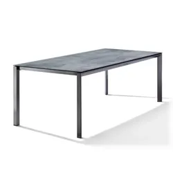 Sieger Gartentisch 220x100cm Polytec Zement graphit-Gestell Eisengrau