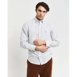 Gant für Herren. 3240255 Tattersall Classic Regular Fit Kariertes Oxford-Hemd weiß (XL), Lässig, Langarm, Bio-Baumwolle, Nachhaltig