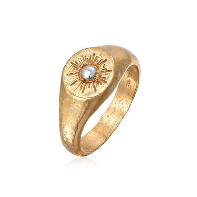 Siegelring HAZE & GLORY "Ring Siegelring - Sun Lover 925 Silber" Gr. 54, gold, Fingerringe, Herren, 54, Silber 925 (Sterlingsilber), Siegelring