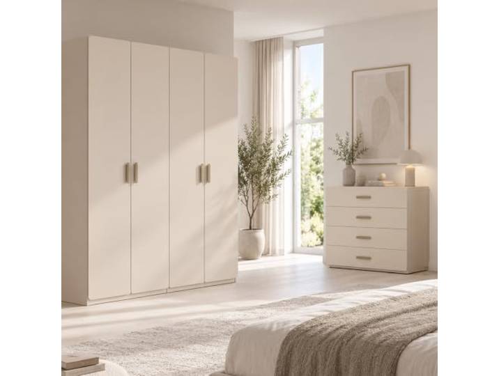 Lomadox Schlafzimmer-Set Schlafzimmermöbel, 2-teilig, modern in Beige, mit Kleiderschrank und Kommode