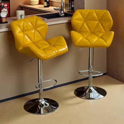ZWYO HOSIMU PU Leather Tufted Adjustable Bar Stools Set of 2 with Swivel Function and Built-In Footrest