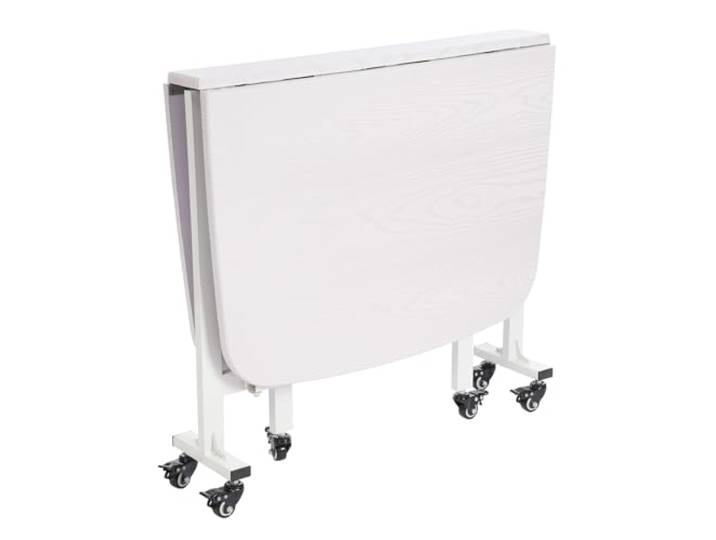 120x80x75 cm Mobiler Klappbarer Esstisch mit Stahlbeine, Multifunktions Esszimmertisch Küchentisch mit 6 Universalrädern, Esstisch Klapptisch für Wohnzimmer, Esszimmer (Weiß)