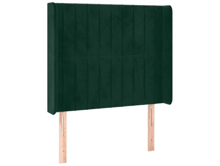 KTHLBRH Kopfteil mit Ohr, dunkelgrün, 93 x 16 x 118/128 cm, Samt Weicher Samt, Beine aus Massivholz, höhenverstellbar, Rückenstütze, 1 Kopfteil mit 2 Ohren