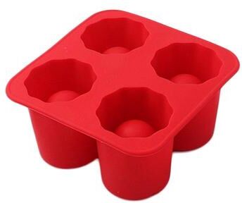 Inspired Deals 4 Cavity Silicone Ice Cube Mold For Whiskey, Cocktails & Creative DIY Treats red