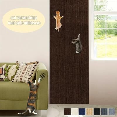 Uplift Essentials Trimmable Self Adhesive Cat Scratching Carpet brown 19.7 In 78.7 In