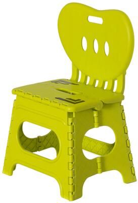 Vintiquewise Plastic Foldable Step Stool with Back Support, Portable Chair with Handle, Kids Stepping Stool and Bathroom Stool
