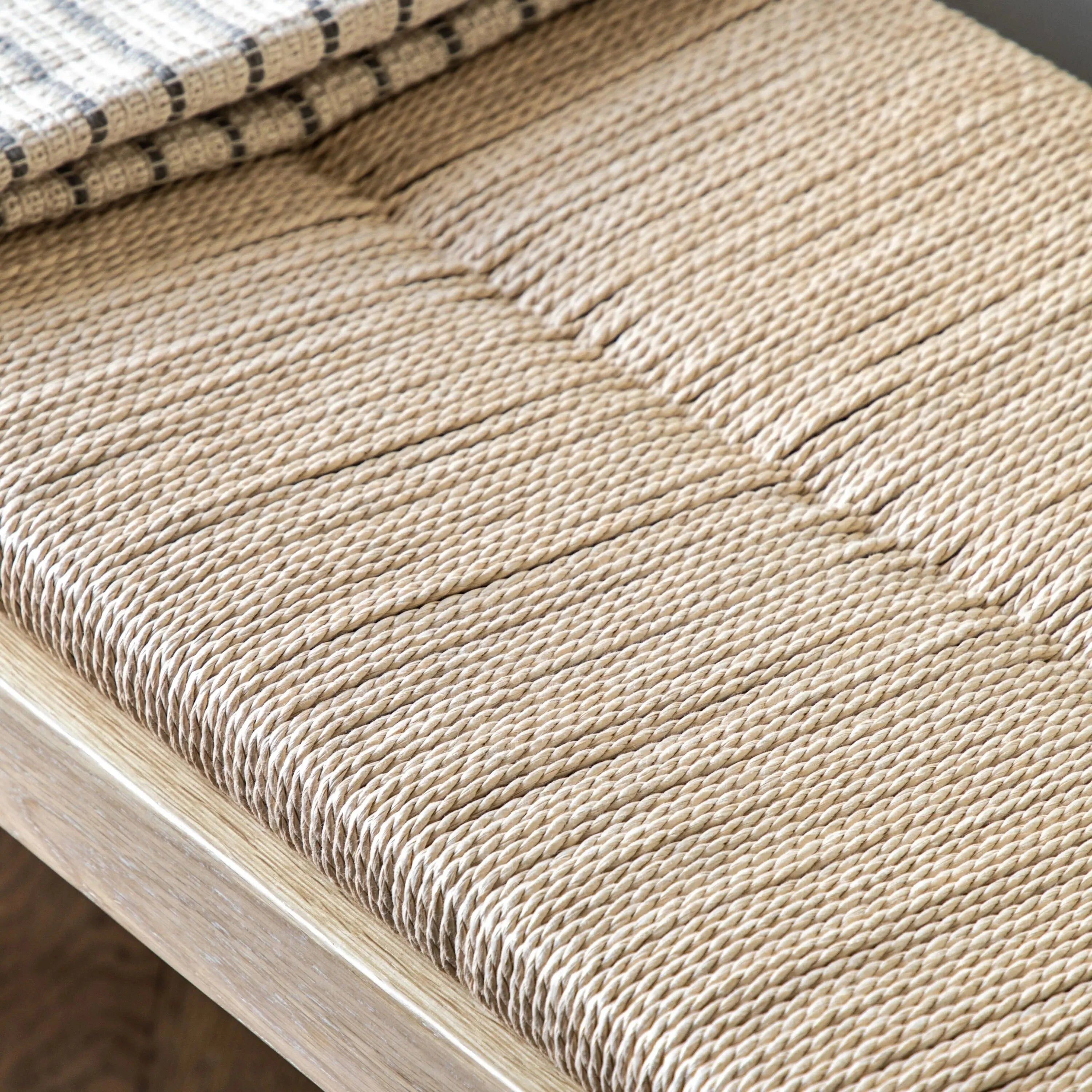 Highclere Natural Rope Top Bench with Oak Legs
